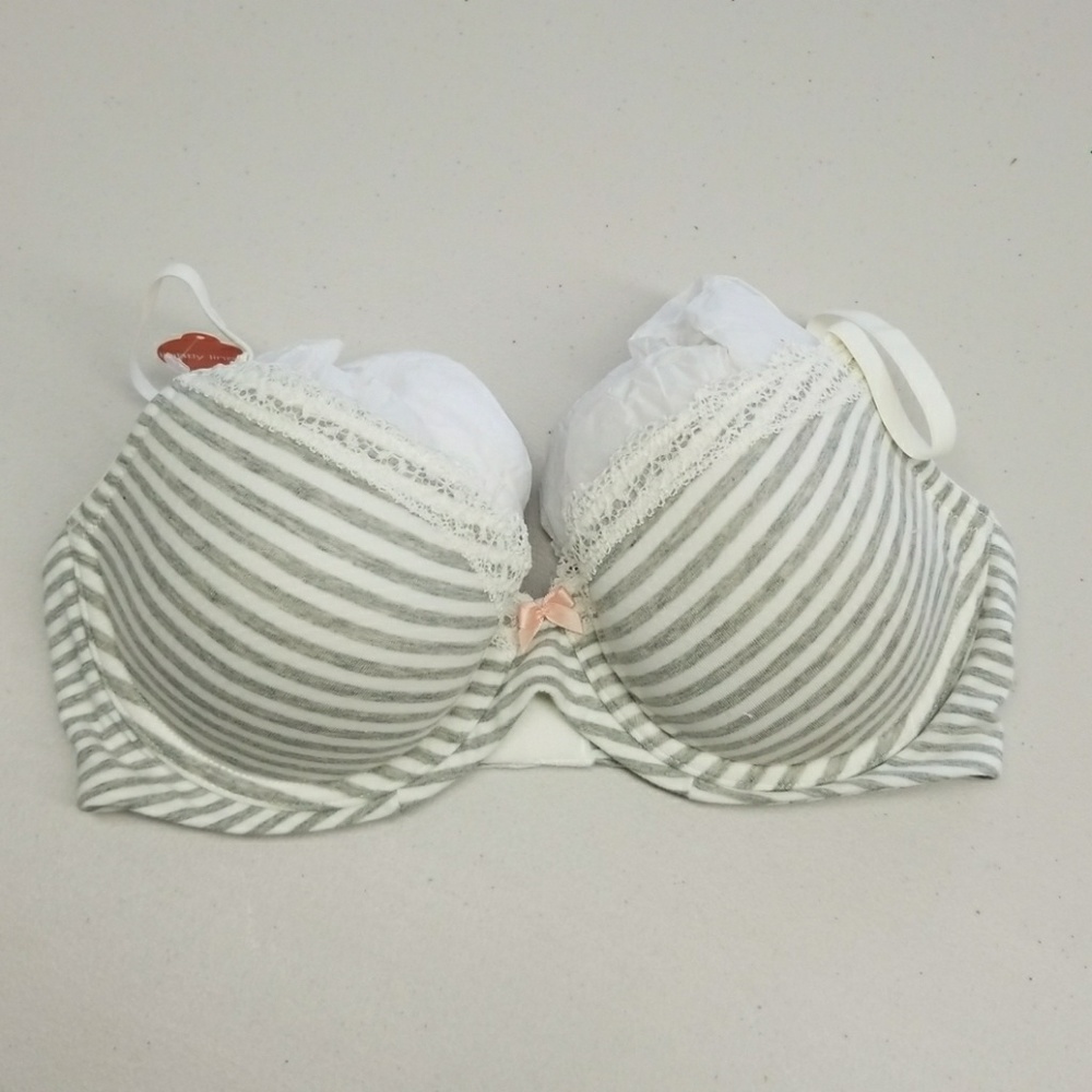 NWT Super Soft Lightly Lined Grey Striped Bra